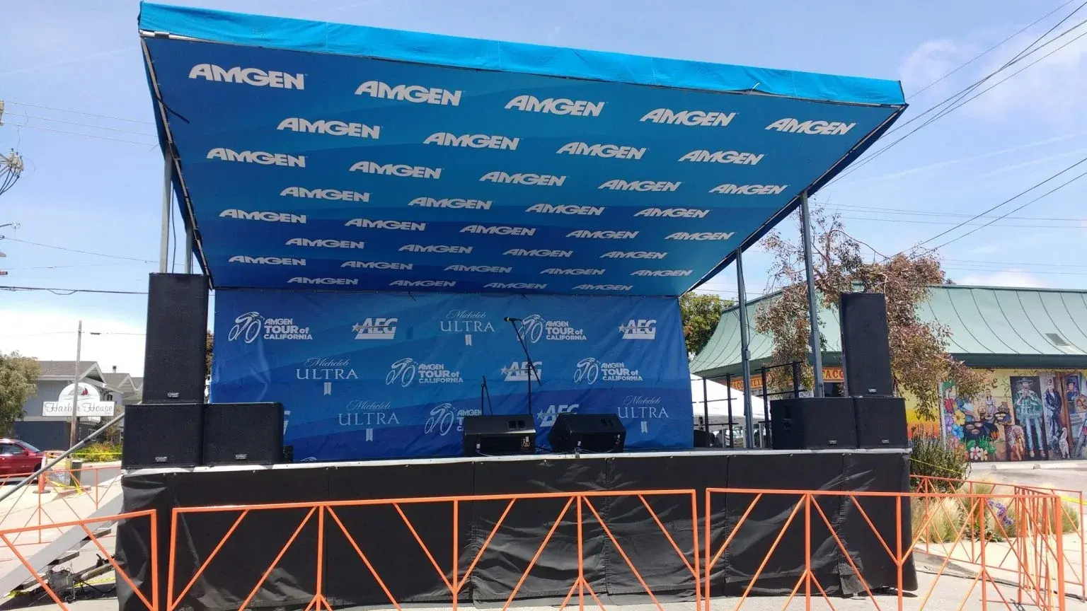 Upstage mobile stage installed for an outdoor event